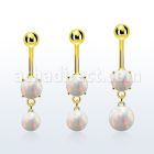 mgoopb piercing ombligo acero 316l pvd dorado opalo redondo colgante bola opalo 8mm mayorista