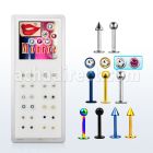 mlbx display 24 labrets monroe acero anodizado acero brillo espejo 3mm formas bolas conos bolas hoya 6mm mayorista