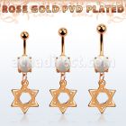 mrodsr piercing ombligo acero 316l pvd oro rosa opalo redondo colgante acero estrella david distribuidor