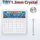 nb6cx caja display piercing nariz hueso plata esterlina 925 0 6mm cristal claro 1 25mm distribuidor