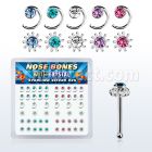 nbbxm2 caja display piercing nariz hueso plata esterlina 925 0 6mm espiral sol cristal redondo centro mayorista