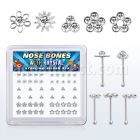 nbbxm7c display caja unidades piercing nariz hueso plata esterlina parte superior flores variadas cristales color claro