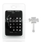 nbcopk caja display 20 piercing nariz hueso plata esterlina 925 0 6mm cruz plata lisa venta