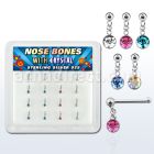 nbdm16 caja display 16 piercing nariz hueso plata esterlina 925 0 6mm bola cristal redondo colgado 1 5mm venta