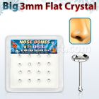 nbfb16c caja display 16 piercing nariz hueso plata esterlina 925 0 6mm cristal redondo claro 3mm extra plano mayorista