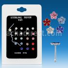nbflpk caja display 20 piercing nariz hueso plata esterlina 925 0 6mm flor cristal 1mm distribuidor mayorista