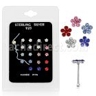 nbflpk caja display 20 piercing nariz hueso plata esterlina 925 0 6mm flor cristal 1mm distribuidor mayorista