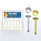 nbmx4 caja display piercing nariz hueso plata 925 0 6mm redonda 2mm 16 estan oro 18 kts al por mayor