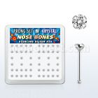 nbp14cx caja display piercing nariz hueso plata 925 0 6mm cristal redondos claros 2mm distribuidor