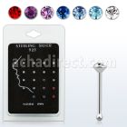 nbrdpkm pack display 20 piercing nariz hueso plata esterlina 925 0 6mm cristal redondo 1 5mm venta