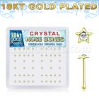 nbstxcg 18k gold plated silver nose bones clear star