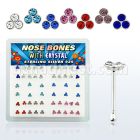 nbtrm caja display piercing nariz hueso plata esterlina 925 0 6mm cristal redondo triple 1mm distribuidor mayorista