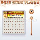nbxrsb2 caja display piercing nariz hueso plata 925 0 6mm oro rosa bola 2mm mayorista