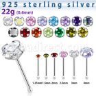 nbz silver nose bone 22g round prong set cz