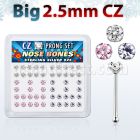 nbzbm25 caja display piercing nariz hueso plata esterlina 925 0 6mm grandes zirconia 2 5mm distribuidor