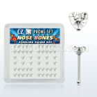 nbzhc caja display piercing nariz hueso plata esterlina 925 0 6mm zirconia claras corazon 3mm distribuidor mayorista