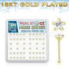 nbzscg 18k gold plated silver nose bones prong cz star