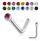 nlcb18 steel nose stud 18g crystal flat head bezel set