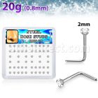 nlzr2xc 316l steel nose studs prong set round clear cz