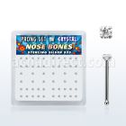 npbc caja display piercing nariz hueso plata esterlina 925 0 6mm cristal redondos claros 1 5mm venta