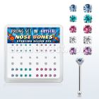 npbmm caja display piercing nariz hueso plata esterlina 925 0 6mm cristal redondos 1 5mm 2mm mayorista