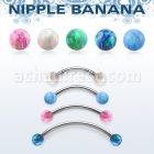 npbnop5 surgical steel nipple banana 5mm synthetic opal balls