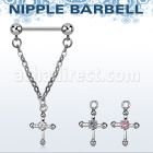npdl3 barbell pezon acero quirurgico bolas 5mm conectadas traves cruz zirconita central al por mayor