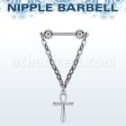npdl50 barbell pezon acero quirurgico bolas 5mm conectadas traves colgante cruz ankh plata distribuidor