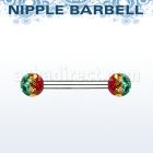 npfr5r barbell pezon acero quirurgico bolas multi cristal ferido 5mm rayas colores rasta venta