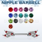 npsh26 barbell pezon acero quirurgico alas dobles tres cristal alas hecho 925 laton plata mayorista