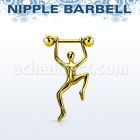 nptd12 barbell pezon acero 316l pvd dorado bolas 5mm joya bisel hombre colgando plata al por mayor