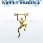 nptd15 barbell pezon acero 316l pvd dorado multi cristal 5mm ferido bolas hombre colgando oro mayorista