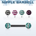 nptfr5d barbell pezon acero quirurgico anodizado bolas multi cristal ferido 5mm triple linea 14mm 16mm venta