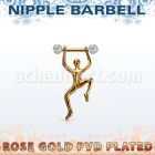 npttd15 barbell pezon acero 316l pvd oro rosa bolas 5mm multi cristal ferido hombre colgando oro rosa distribuidor