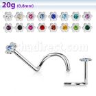 nscflc piercing nariz l acero quirurgico brillo espejo flor cristal centro venta