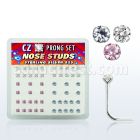 nsczbxm caja display piercing nariz l plata esterlina 925 0 6mm zirconia redondas 2mm distribuidor