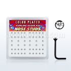 nsrbbxc caja display piercing nariz l plata esterlina 925 negro 0 6mm cristal claro al por mayor