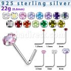nsz silver nose stud 22g round prong set cz