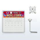 nszbqc caja display piercing nariz l plata esterlina 925 0 6mm zirconia claras cuadrado 2mm mayorista