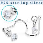 nwdvpz1 silver nose screw ball prong set dangling cz