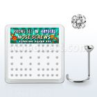 nwp14cx caja display 52 piercing nariz l plata esterlina 0 6mm cristal 2mm distribuidor mayorista