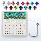 nwpbm caja display 52 piercing nariz l plata esterlina 0 6mm cristal 1 5mm al por mayor