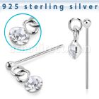 nydvm1 silver bend it yourself nose stud ball crystal
