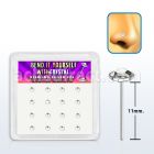 nyfbs16c caja display 16 piercing nariz doblar tu mismo plata esterlina 925 0 6mm cristal claro redondo extra plano 2 5mm al por mayor