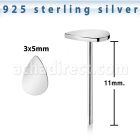 nyvdr 925 sterling silver nose stud teardrop shaped top