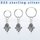 phod40 piercing helix aro liso plata esterlina colgante hamsa plata