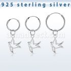 phod42 piercing helix aro liso plata esterlina colgante pajaro plata