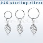 phod43 piercing helix aro liso plata esterlina colgante hoja plata
