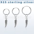 phod44 piercing helix aro liso plata esterlina colgante ala pajaro plata