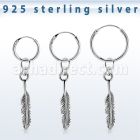 phod47 piercing helix aro liso plata esterlina colgante pluma plata